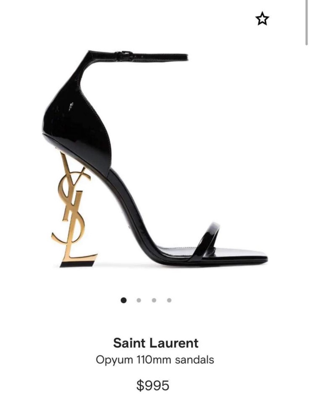 Saint Laurent Patent Black Sandals with Gold YSL Heel